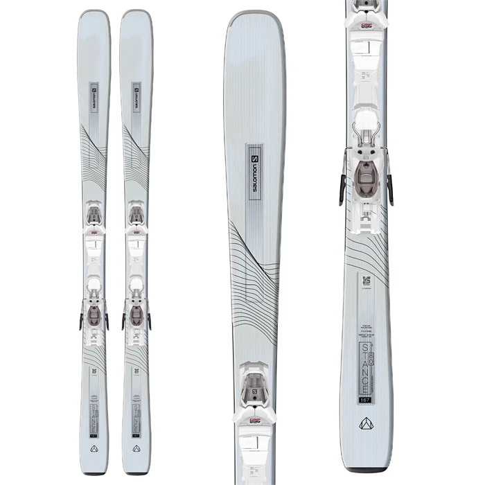 Skis Salomon Stance 80 Women's Ski W/ Binding Bl/Wh 140 1 Skis Salomon Stance 80 Women's Ski W/ Binding Bl/Wh 140